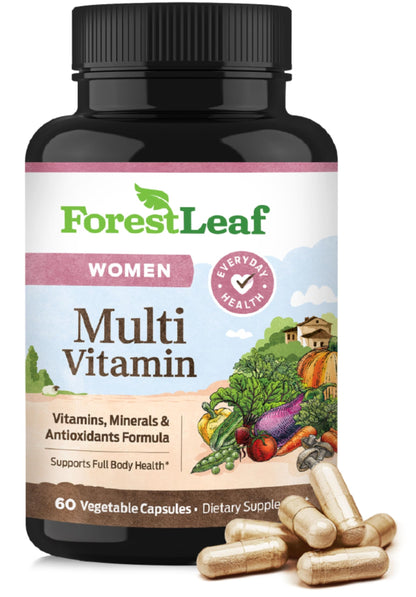 ForestLeaf Daily Vitamin Multivitamin for Women - Women's Multivitamin & Multiminerals (60 Veg Caps)