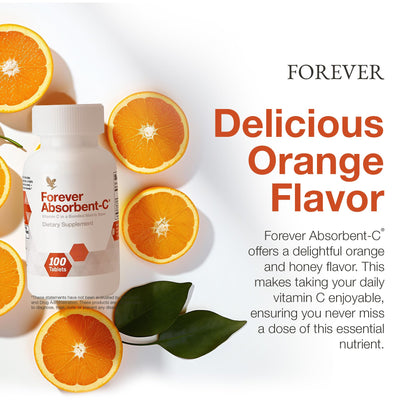 Forever Absorbent-C Orange & Honey Flavor with Oat Bran – 100 Vitamin C Chewable Tablets