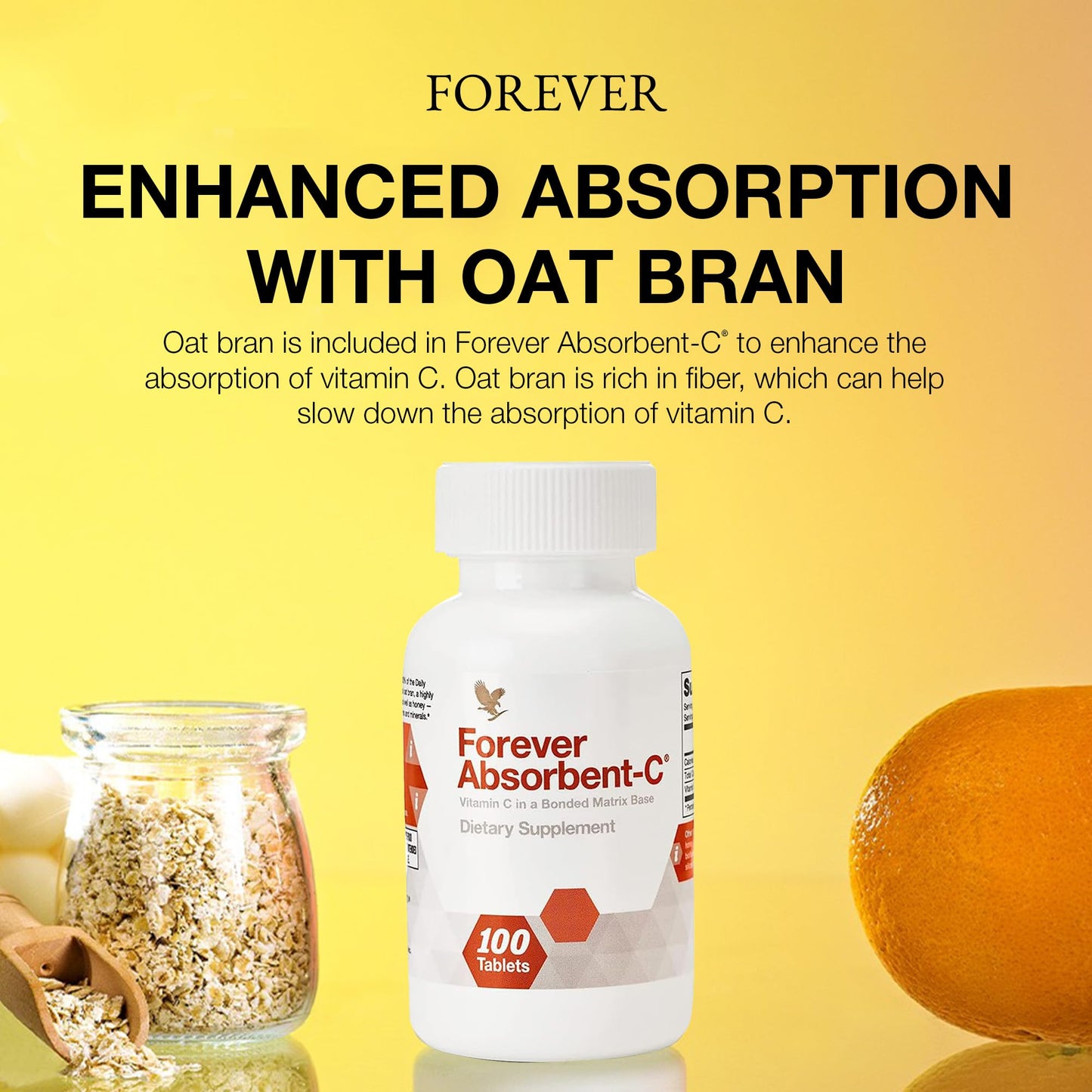 Forever Absorbent-C Orange & Honey Flavor with Oat Bran – 100 Vitamin C Chewable Tablets
