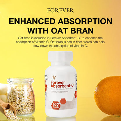 Forever Absorbent-C Orange & Honey Flavor with Oat Bran – 100 Vitamin C Chewable Tablets