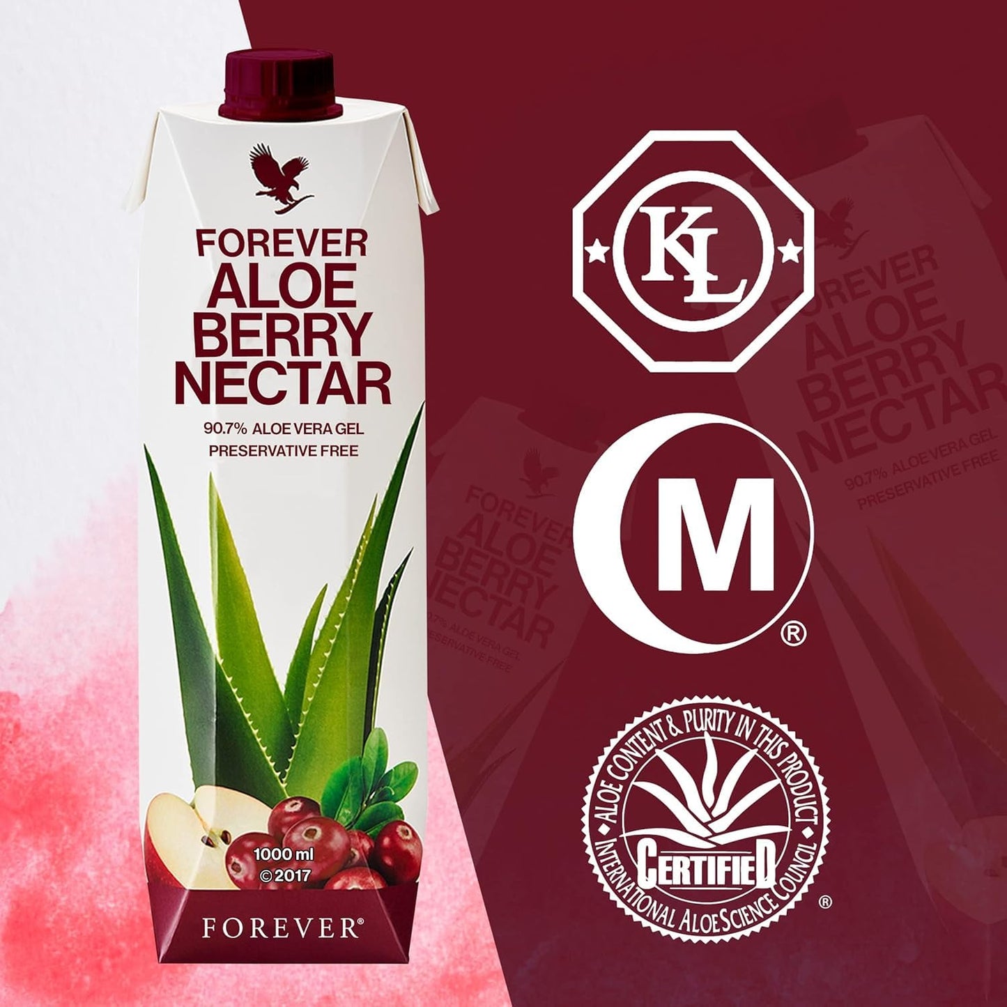 Forever Living Aloe Berry Nectar 1L – 90.7% Pure Aloe Vera, Cranberries & Apples | No Preservatives