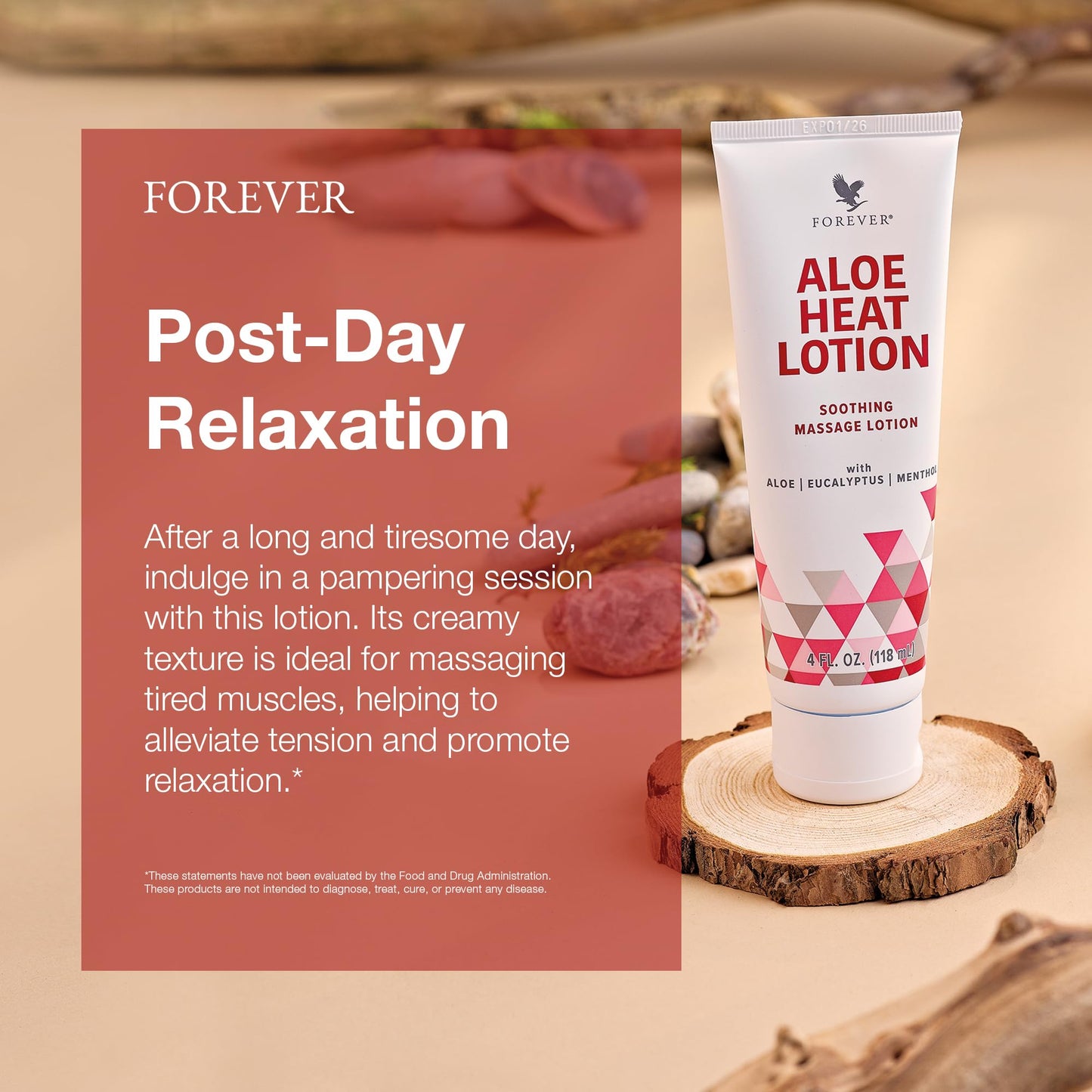 Forever Living Aloe Heat Lotion with Menthol & Eucalyptus - Comfort & Skin Nourishment - Vegan-Friendly, 4 oz