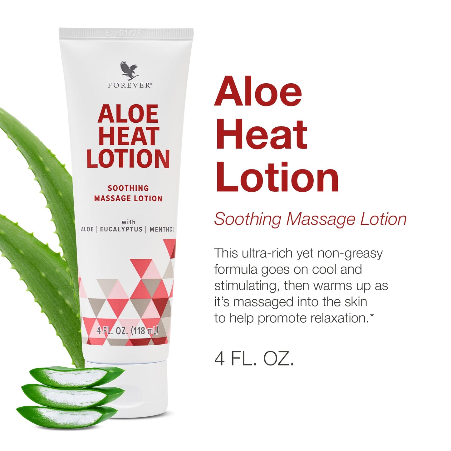 Forever Living Aloe Heat Lotion with Menthol & Eucalyptus – Vegan-Friendly, 4 fl oz (Pack of 2)