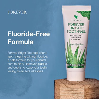 Forever Living Bright Toothgel – Fluoride-Free Aloe Vera Gel with Bee Propolis, Peppermint-Spearmint, 4.6 oz