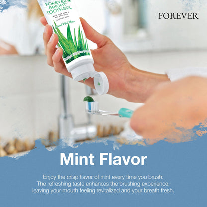 Forever Living Bright Toothgel – Fluoride-Free Aloe Vera Gel with Bee Propolis, Peppermint-Spearmint, 4.6 oz