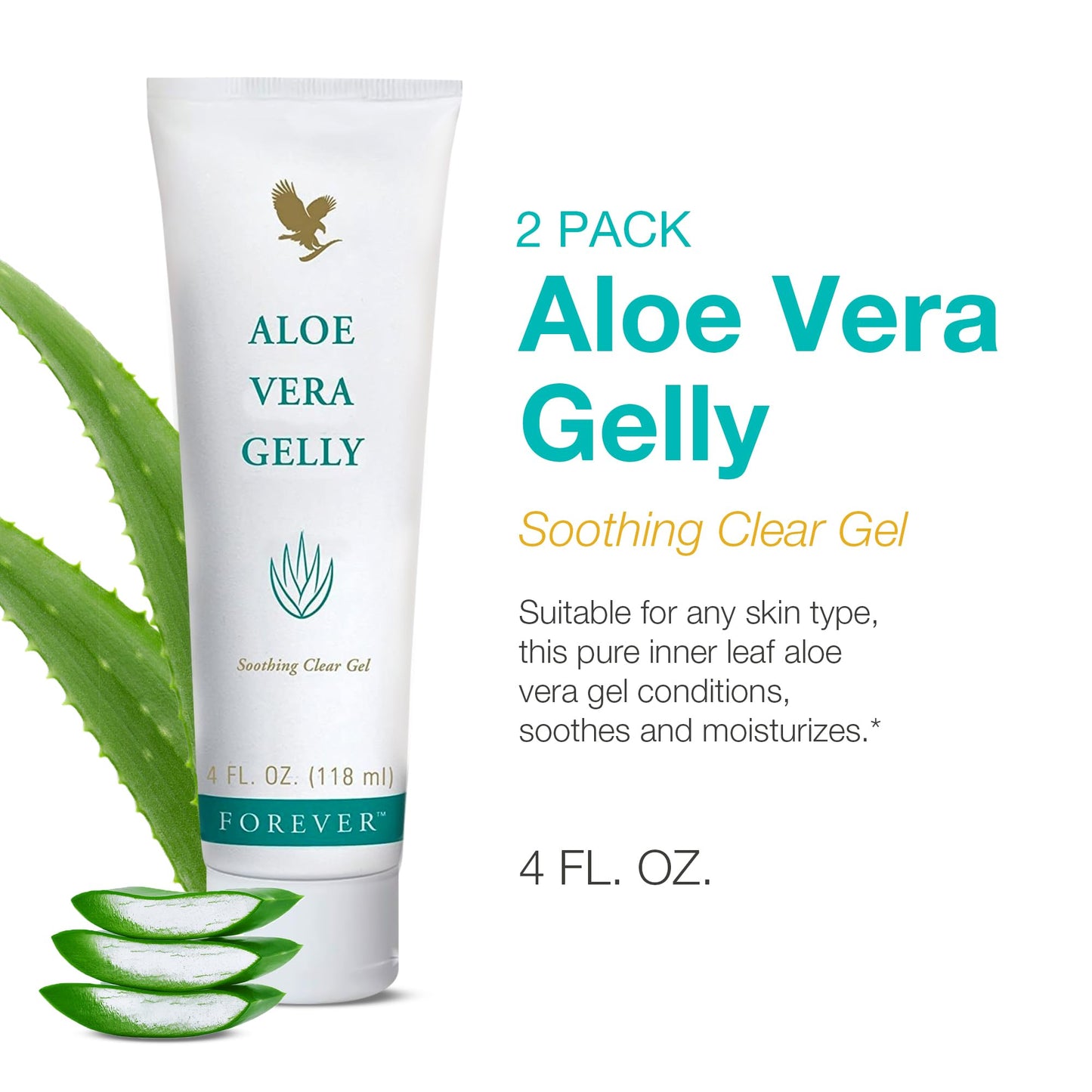 Forever Living Aloe Vera Gelly – Pure Aloe Gel, Vegan & Gluten-Free, 4 oz (Pack of 2)