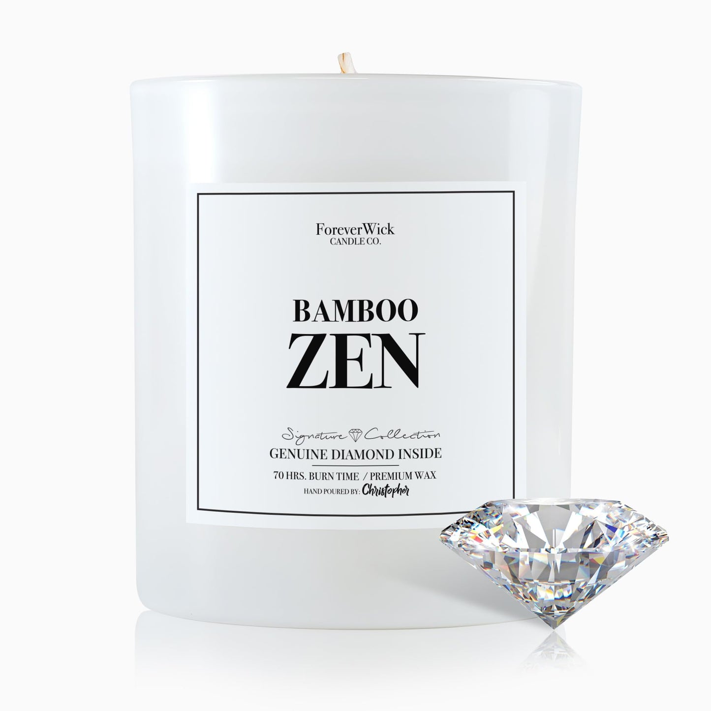 Foreverwick Bamboo Zen Candle – Diamond Gift, Aromatherapy, 70 Hours