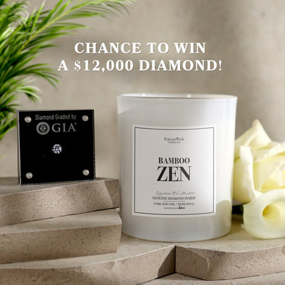 Foreverwick Bamboo Zen Candle – Diamond Gift, Aromatherapy, 70 Hours