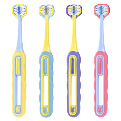 FOREVIVE 3-Sided Toddler Toothbrush 4-Pack - Ultra-Soft Bristles for Ages 1-12