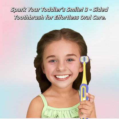 FOREVIVE 3-Sided Toddler Toothbrush 4-Pack - Ultra-Soft Bristles for Ages 1-12