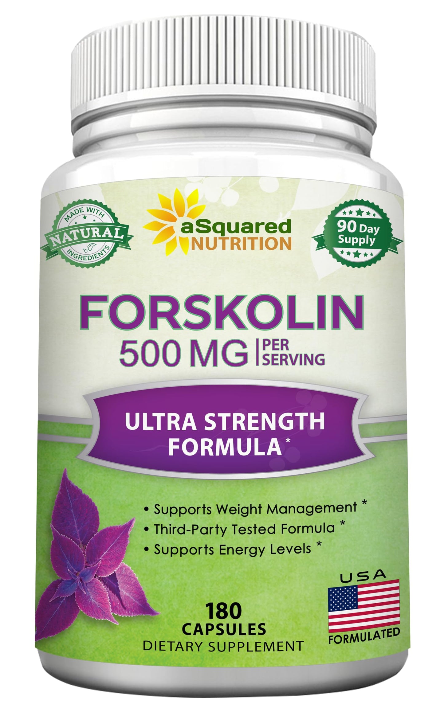 Forskolin 500mg Max Strength – 180 Capsules | aSquared Nutrition