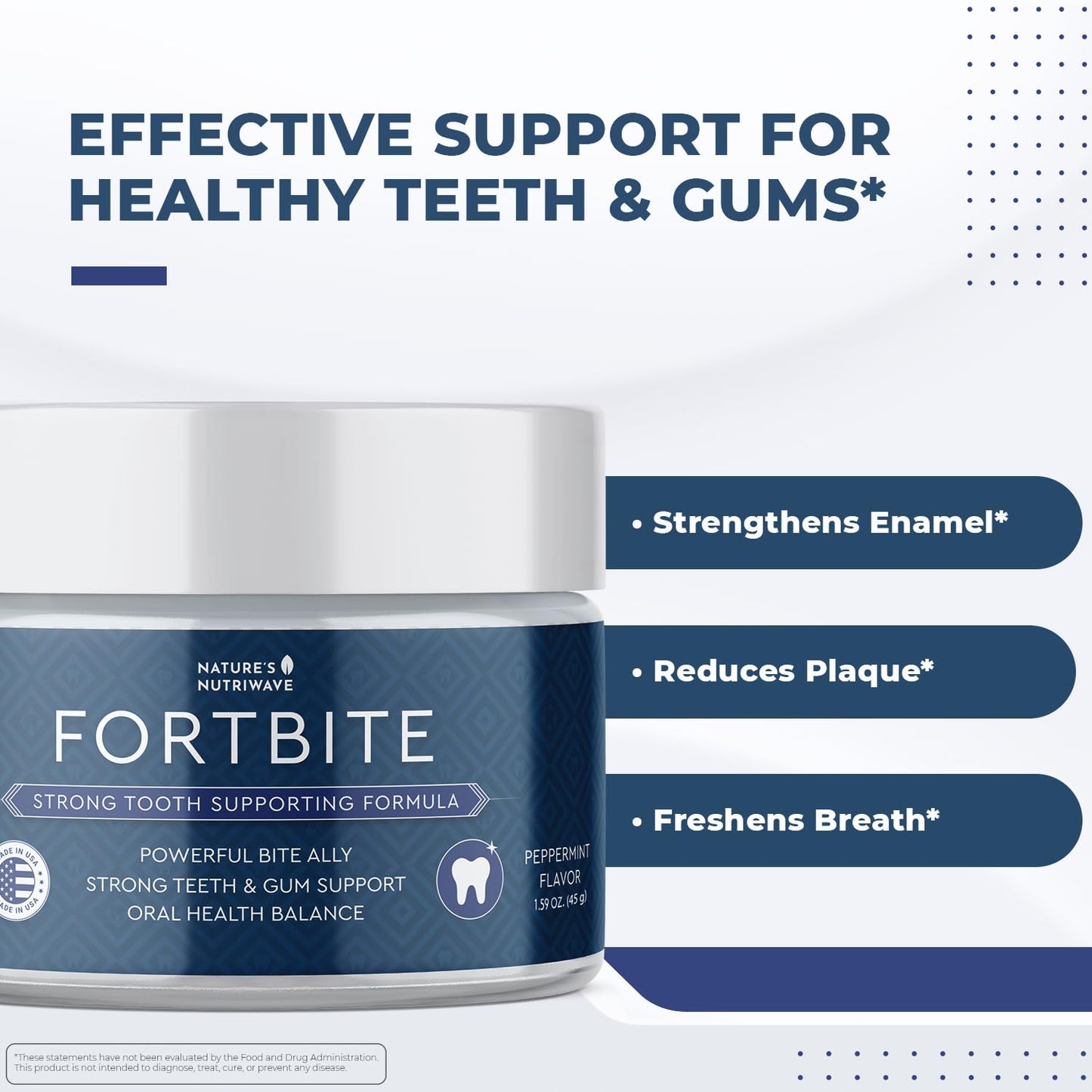 FortBite Natural Tooth Powder with Bentonite & Kaolin Clays – Non-GMO, USA Made, GMP-Certified | 1.59 oz / 45 g | 3 Month Supply
