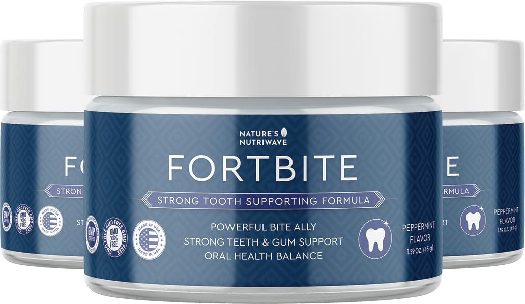 FortBite Natural Tooth Powder with Bentonite & Kaolin Clays – Non-GMO, USA Made, GMP-Certified | 1.59 oz / 45 g | 3 Month Supply
