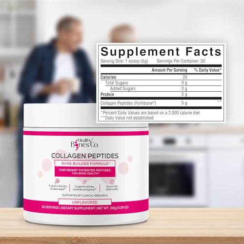 FORTIBONE Collagen Peptides – Essential Bone Builder, Unflavored, Gluten-Free & Dairy-Free (30 Servings)