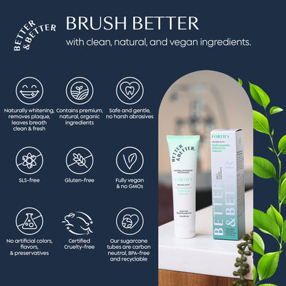 Fortify Hydroxyapatite Toothpaste | Vitamin D & Calcium, SLS & Fluoride Free | Vegan Whitening | Fresh Mint 3.4oz