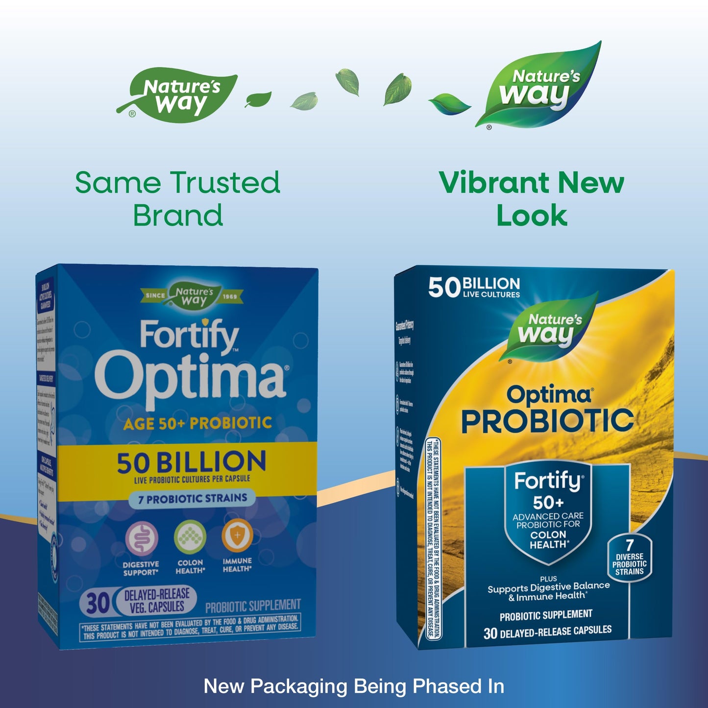 Nature's Way Fortify Optima Probiotic for Adults 50+ – 50 Billion Cultures, Digestive & Immune Support, 30 Capsules