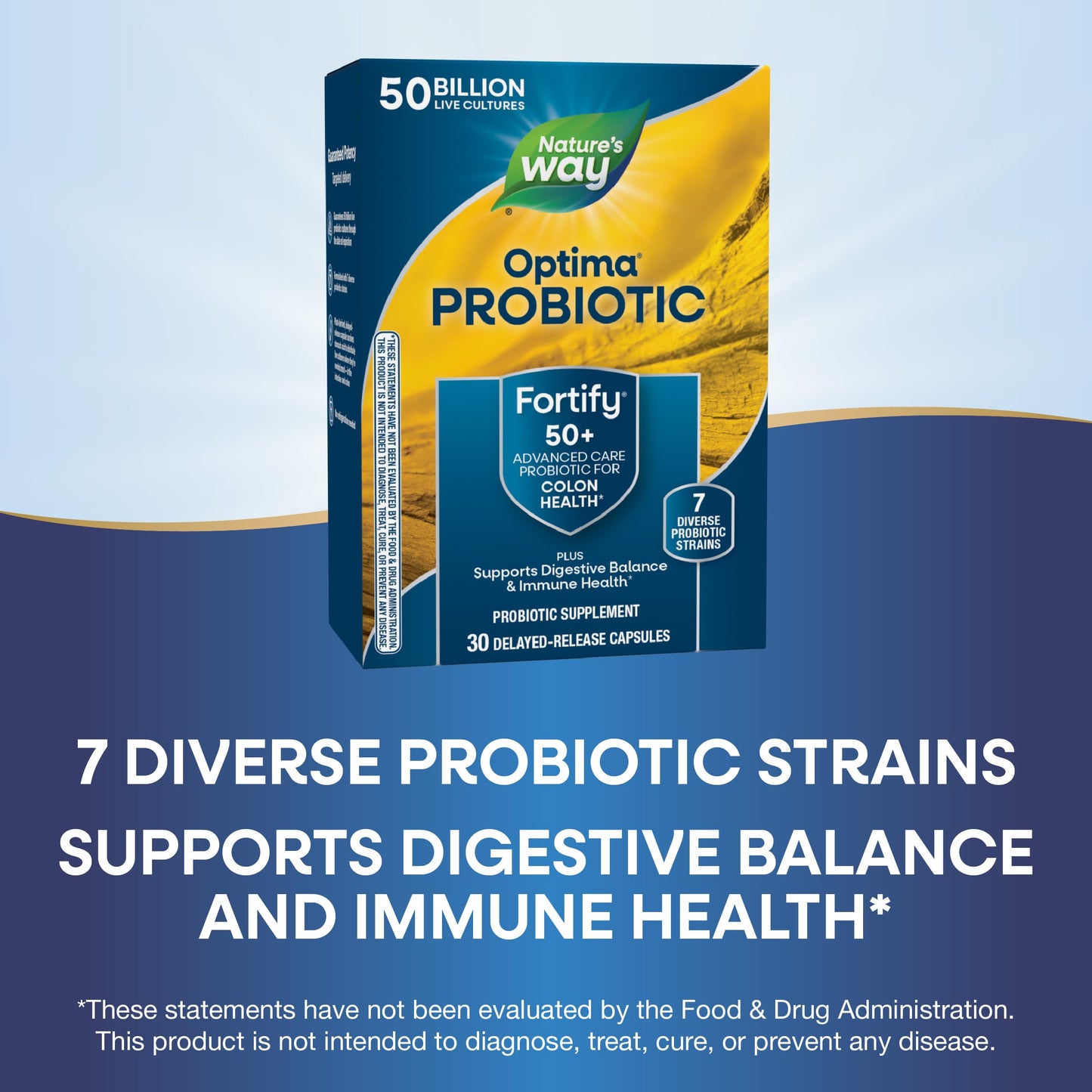 Nature's Way Fortify Optima Probiotic for Adults 50+ – 50 Billion Cultures, Digestive & Immune Support, 30 Capsules