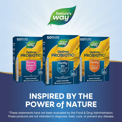 Nature's Way Fortify Optima Probiotic for Adults 50+ – 50 Billion Cultures, Digestive & Immune Support, 30 Capsules