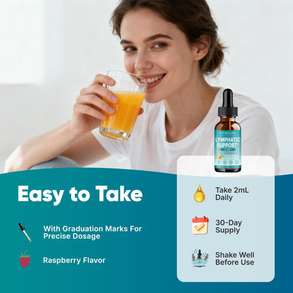 FORTILUME Lymphatic Drainage Drops - 13-in-1 Lymphatic & Immune Support, Elderberry & Echinacea, Raspberry Flavor, 2 fl oz (30 Servings)
