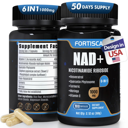 FORTISCA NAD+ 1000mg Liposomal NAD+ with Resveratrol – 100 Caps