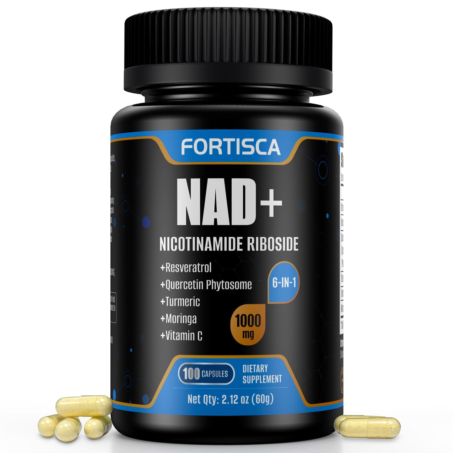 FORTISCA NAD+ 1000mg Liposomal NAD+ with Resveratrol – 100 Caps