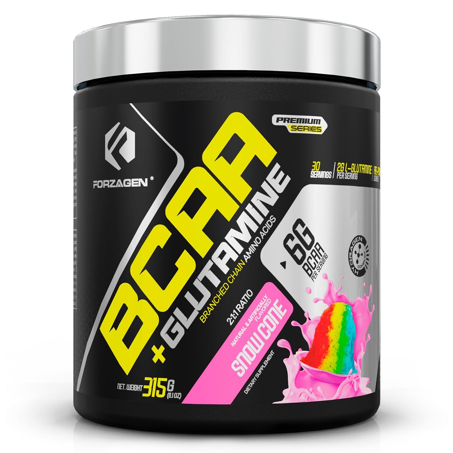 Forzagen BCAAs Amino Acids Powder with Glutamine - BCAA Supplements, 30 Servings