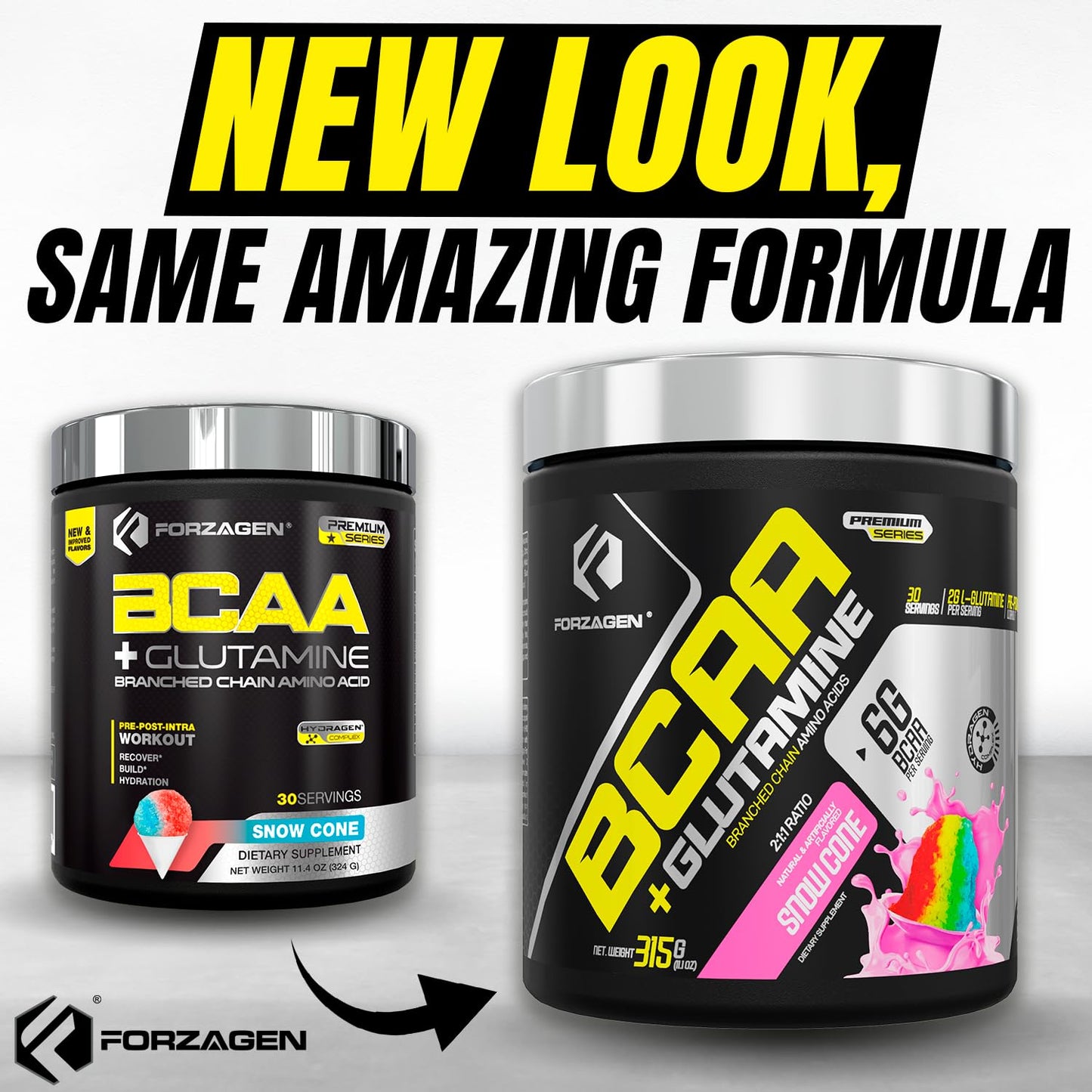Forzagen BCAAs Amino Acids Powder with Glutamine - BCAA Supplements, 30 Servings