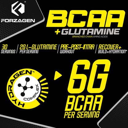Forzagen BCAAs Amino Acids Powder with Glutamine - BCAA Supplements, 30 Servings
