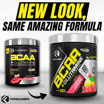 Forzagen BCAAs Amino Acids Powder with Glutamine – BCAA Supplements for Lean Energy, Pre & Post Workout Recovery | 30 Servings