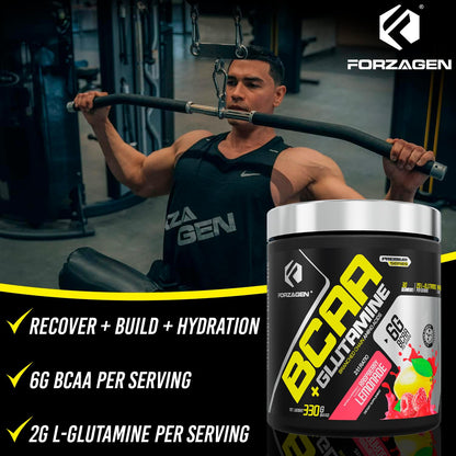 Forzagen BCAAs Amino Acids Powder with Glutamine – BCAA Supplements for Lean Energy, Pre & Post Workout Recovery | 30 Servings