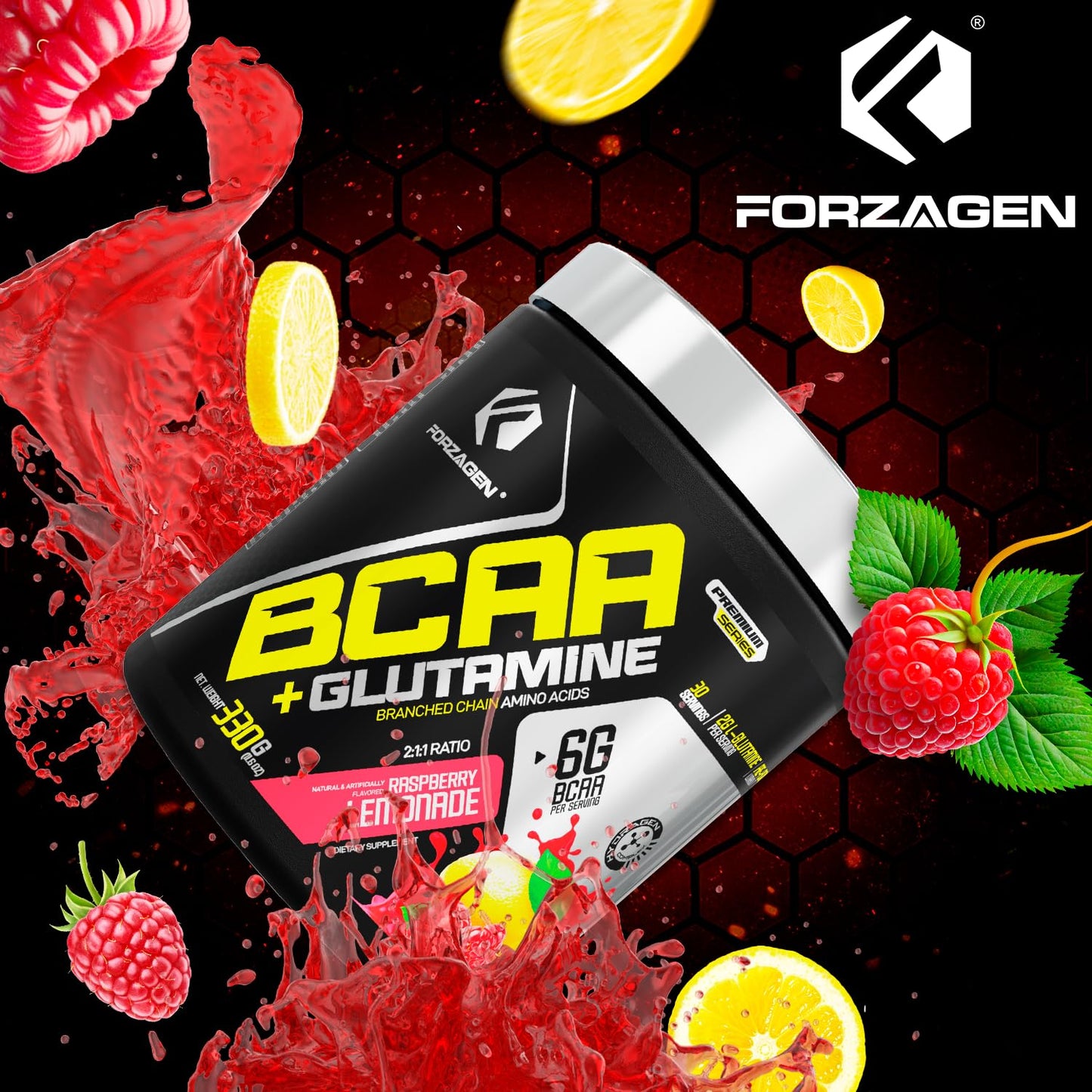Forzagen BCAAs Amino Acids Powder with Glutamine – BCAA Supplements for Lean Energy, Pre & Post Workout Recovery | 30 Servings