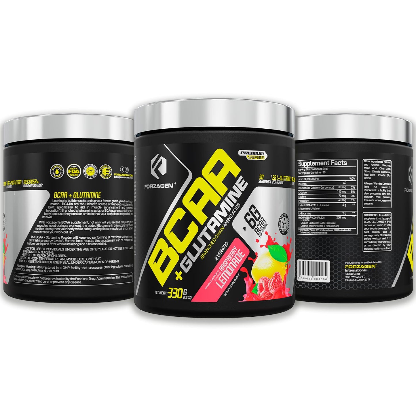 Forzagen BCAAs Amino Acids Powder with Glutamine – BCAA Supplements for Lean Energy, Pre & Post Workout Recovery | 30 Servings