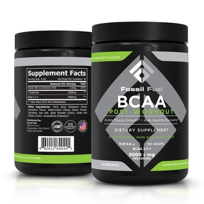 Fossil Fuel Sugar-Free BCAA Powder – Post-Workout Recovery (30 Servings) | Honeydew Watermelon