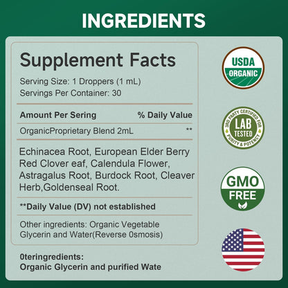 FOTN Lymphatic Drainage Drops - Organic Herbal Supplements | Immune Support