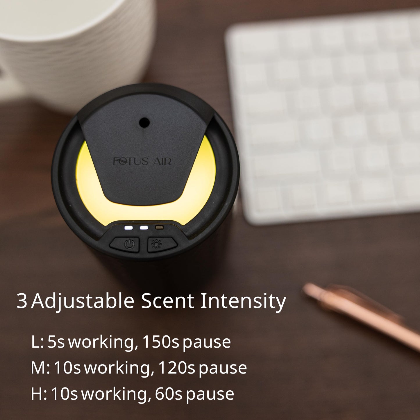 FOTUS AIR Waterless Diffuser | Portable Cordless Aromatherapy (3 Mist Levels, USB-C, 15ml, 4 Timers)