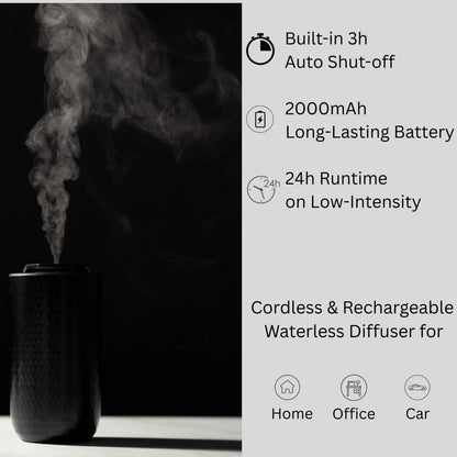 FOTUS AIR Waterless Diffuser | Portable Cordless Aromatherapy (3 Mist Levels, USB-C, 15ml, 4 Timers)
