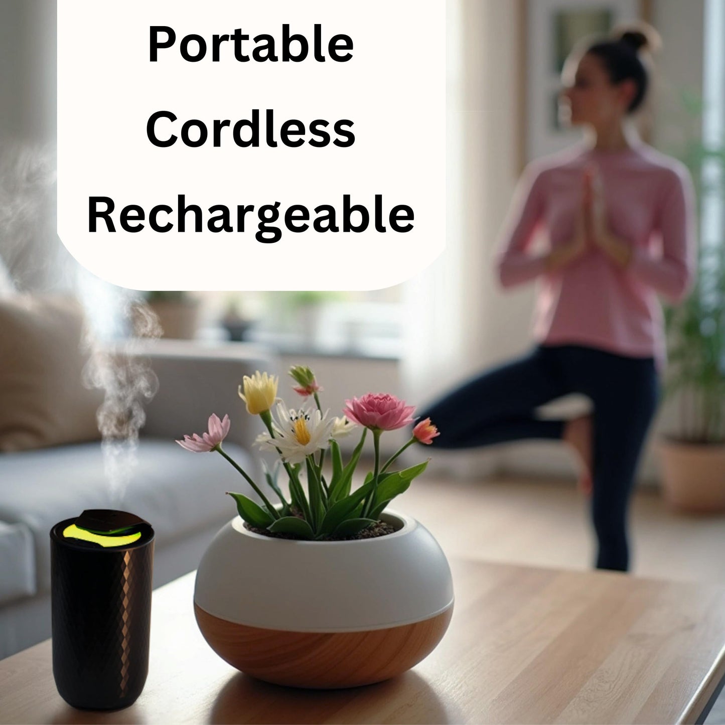 FOTUS AIR Waterless Diffuser | Portable Cordless Aromatherapy (3 Mist Levels, USB-C, 15ml, 4 Timers)