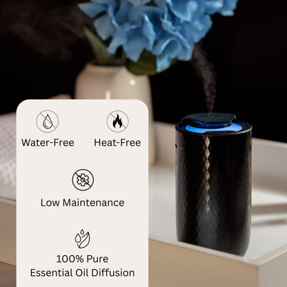 FOTUS AIR Waterless Diffuser | Portable Cordless Aromatherapy (3 Mist Levels, USB-C, 15ml, 4 Timers)