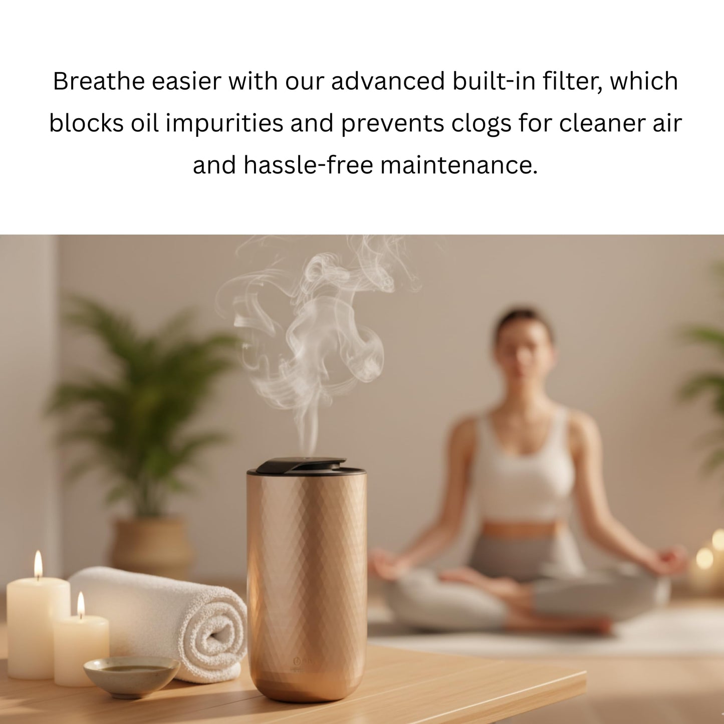 FOTUS AIR Waterless Diffuser – Portable USB-C Aromatherapy for Home, Car & Office | 3 Mist Levels, 15ml