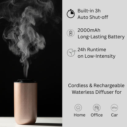 FOTUS AIR Waterless Diffuser – Portable USB-C Aromatherapy for Home, Car & Office | 3 Mist Levels, 15ml