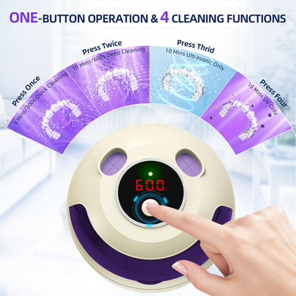 Ultrasonic Retainer Cleaner 200ml, 45kHz, 4 Modes, Light Yellow