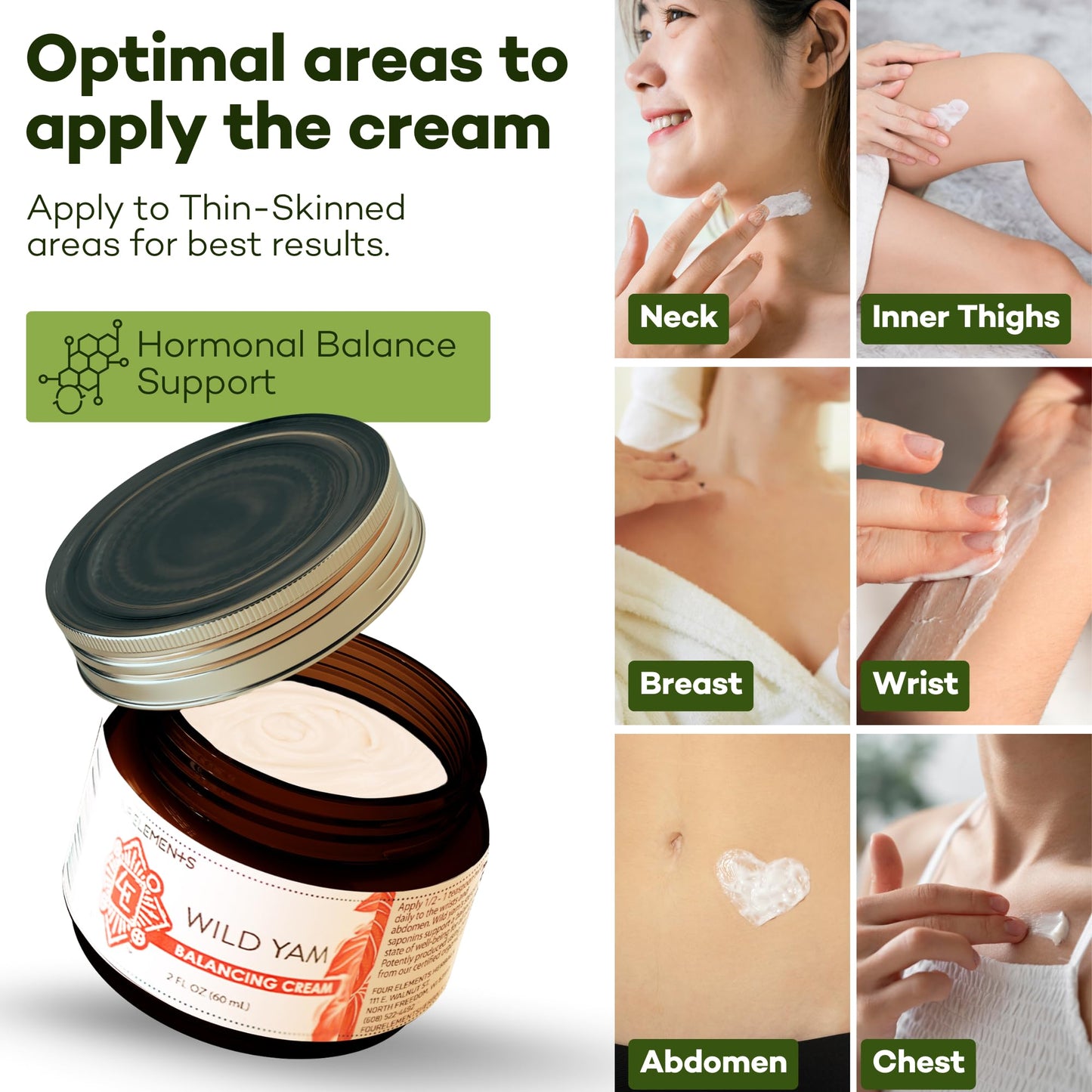 Four Elements 4E Wild Yam Balancing Cream 2 OZ — Award-Winning USA Made