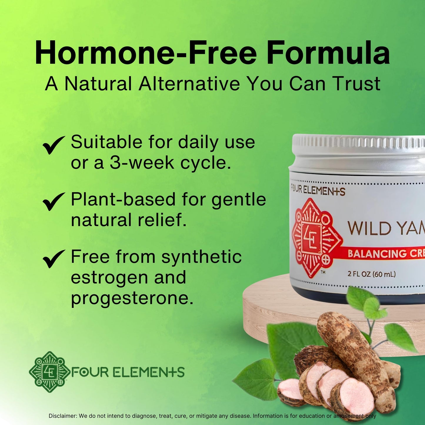 Four Elements 4E Wild Yam Balancing Cream 2 OZ — Award-Winning USA Made
