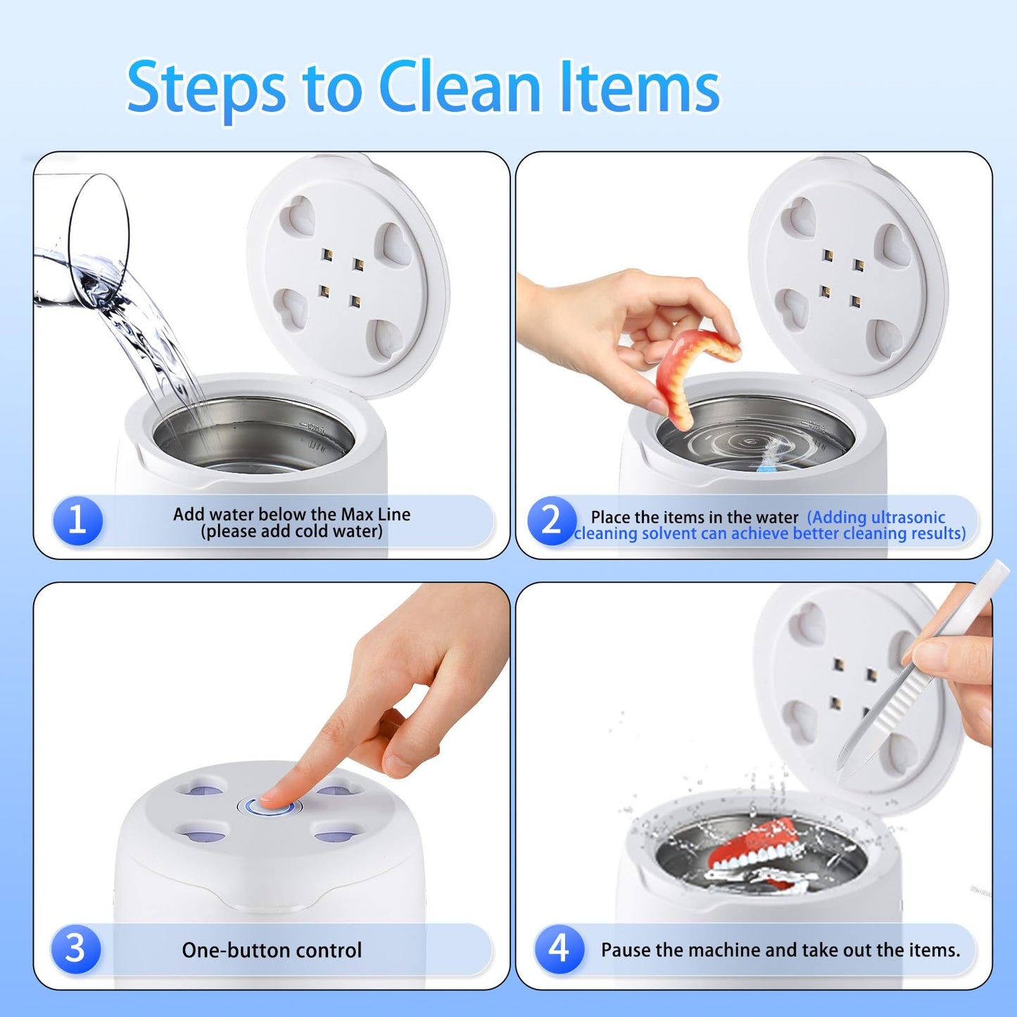 Ultrasonic Retainer Cleaner 42kHz | 250ml UV Cleaning Pod