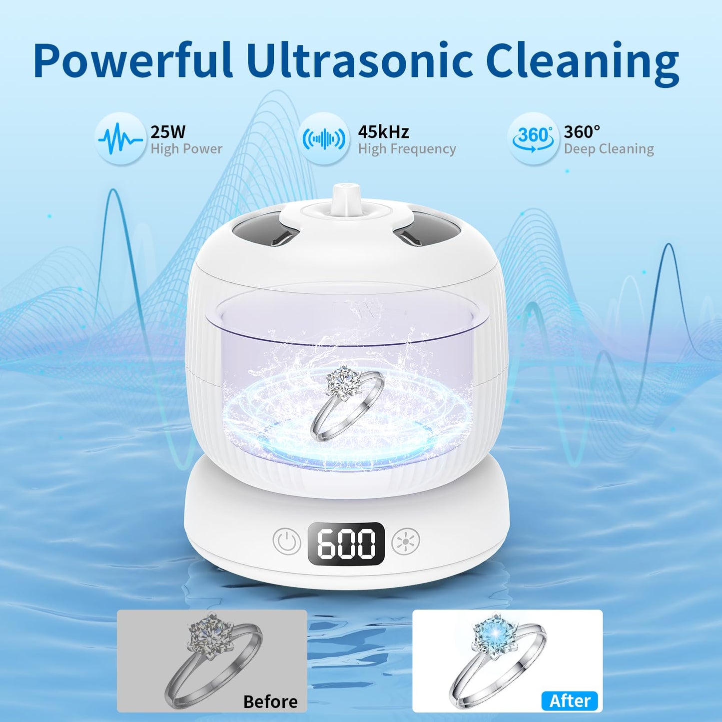 2025 Upgraded Ultrasonic Retainer Cleaner Machine | 4 Modes, UV Lights