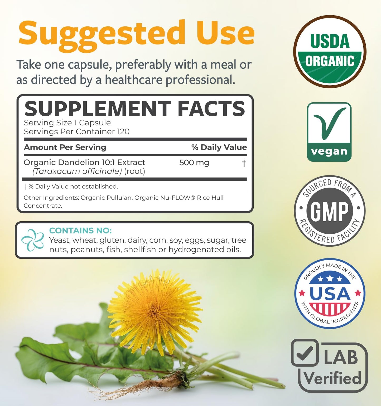 USDA Organic Dandelion Root Extract 10:1 – High Potency Liver Support (4 Month Supply) – Vegan & Non-GMO