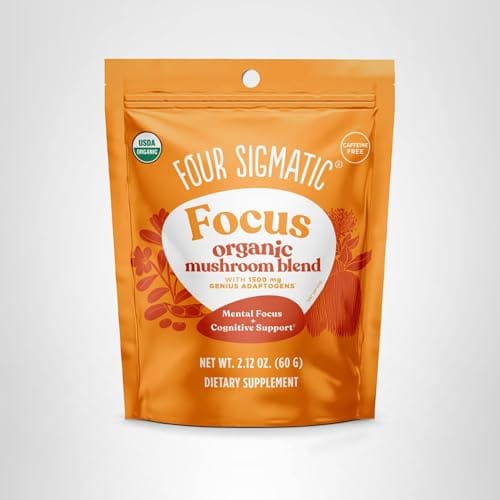 Four Sigmatic Focus Blend | Organic Lion's Mane Powder with Adaptogen and Mushroom Blend | Includes Cordyceps, Rhodiola, Bacopa & Mucuna | 30 Servings