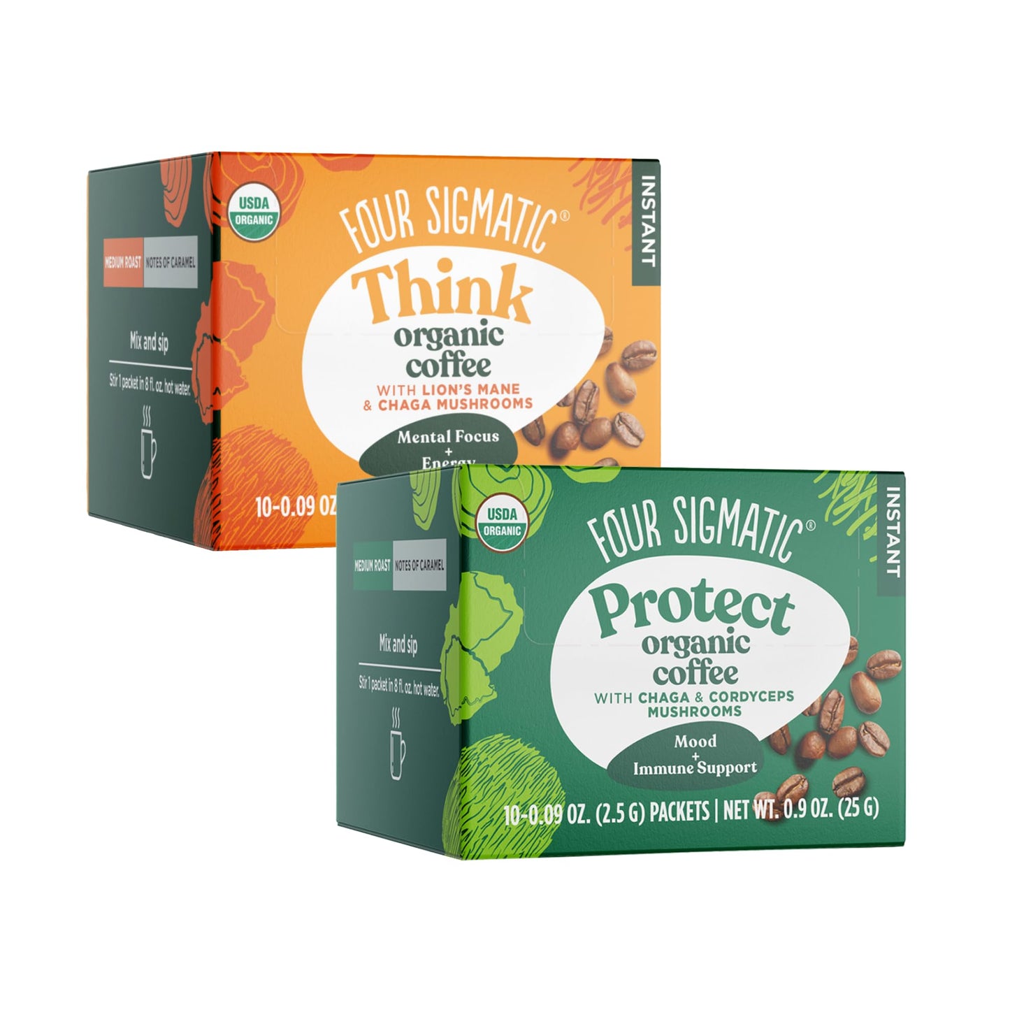Four Sigmatic Mushroom Coffee Pack of 2 – Lion's Mane & Chaga + Cordyceps & Chaga