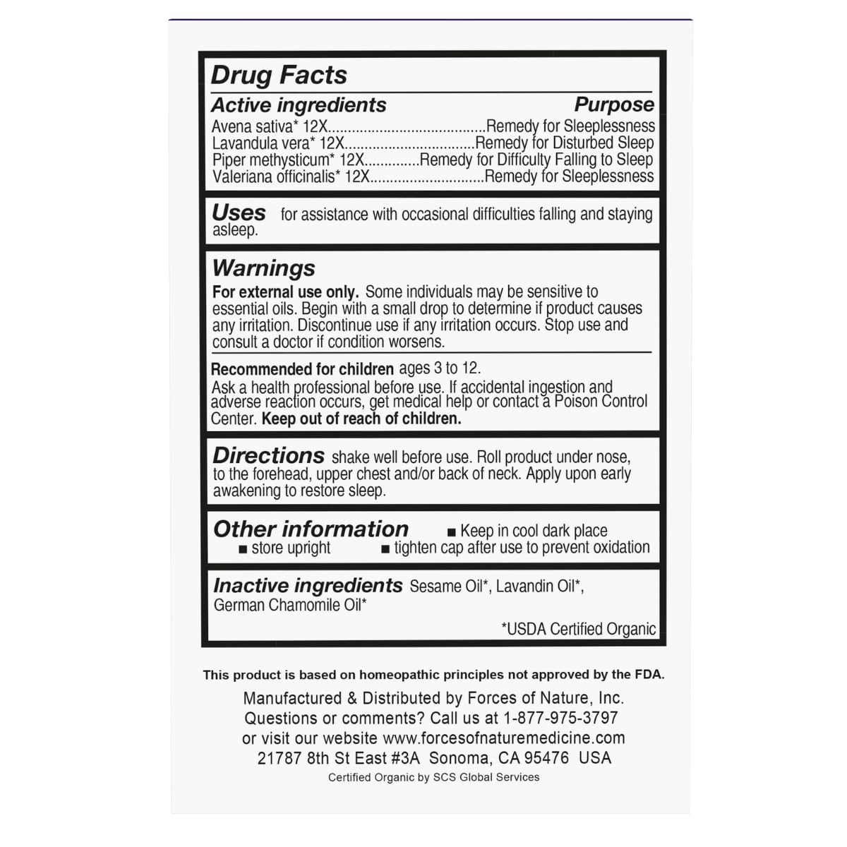 Forces of Nature Sleep Well for Kids – Organic Homeopathic Roll-On (4ml)