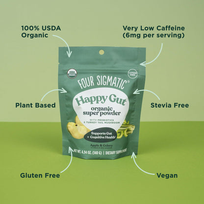 Four Sigmatic Organic Greens Powder – Probiotics & Prebiotics, Moringa, Chaga & Turkey Tail (4.94 oz)